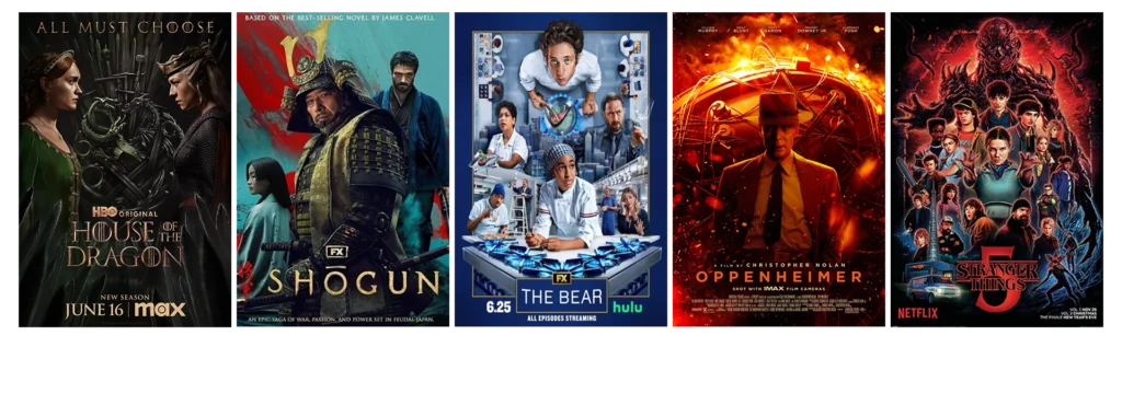 Popular movie and TV show covers with network logos