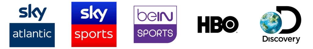 Popular television network logos displayed for desktop users