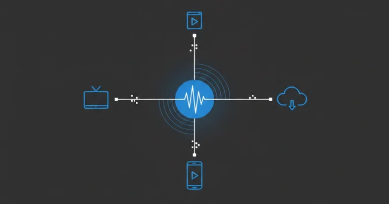 Overview illustration representing IPTV content access and distribution