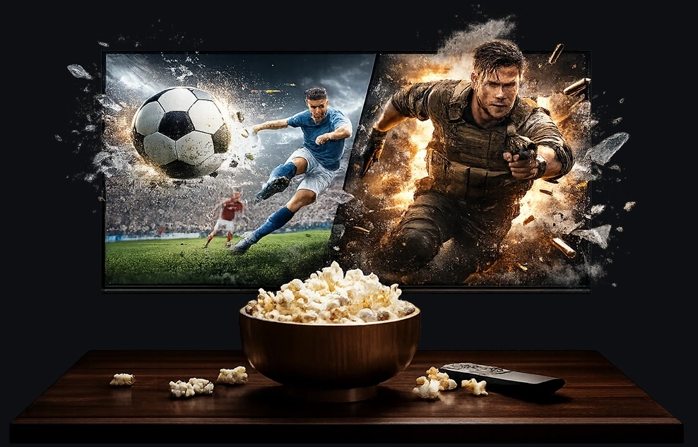 Premium television setup displaying live high-definition channels from the best united kingdom iptv provider