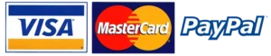 Secure checkout payment option icons including major credit cards and automated checkout protocols